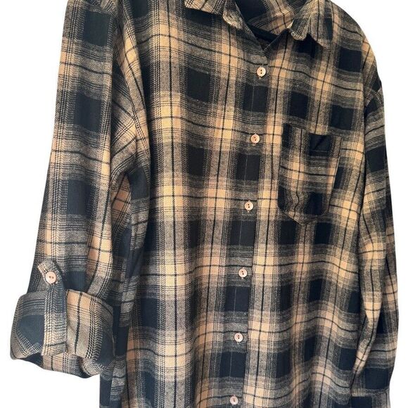 Vine & Love Women's Size SMALL plaid brown black cotton button up shirt - Picture 4 of 9